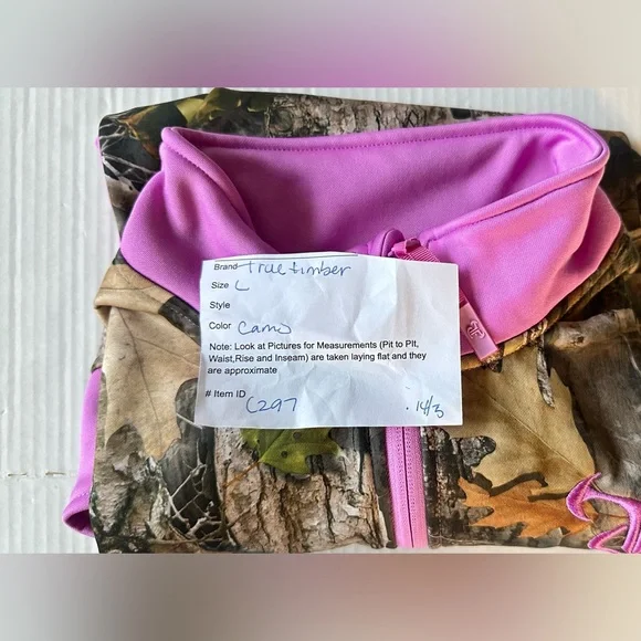 True Timber Pink Camo Hoodie Sweatshirt Women's Large 1/4 Zip True Cam - Picture 11 of 11